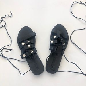Sol Sana Division Black Sandals - Tie Up